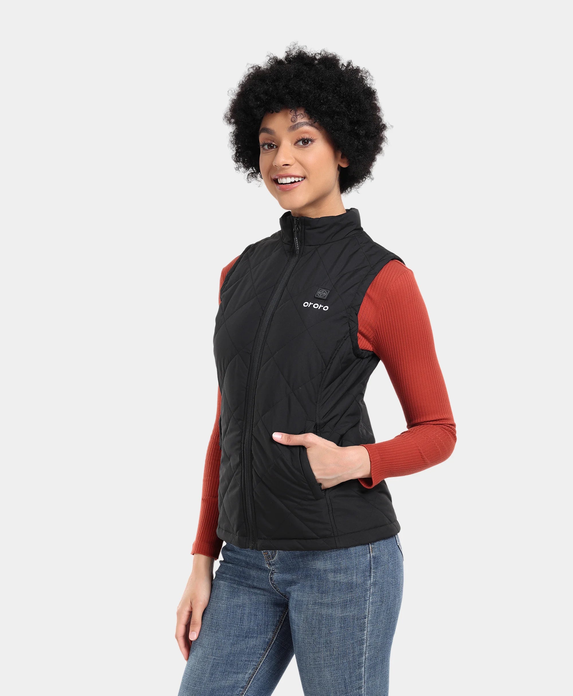 Gilet matelassé chauffant pour femme - Noir, Thumbnail 3