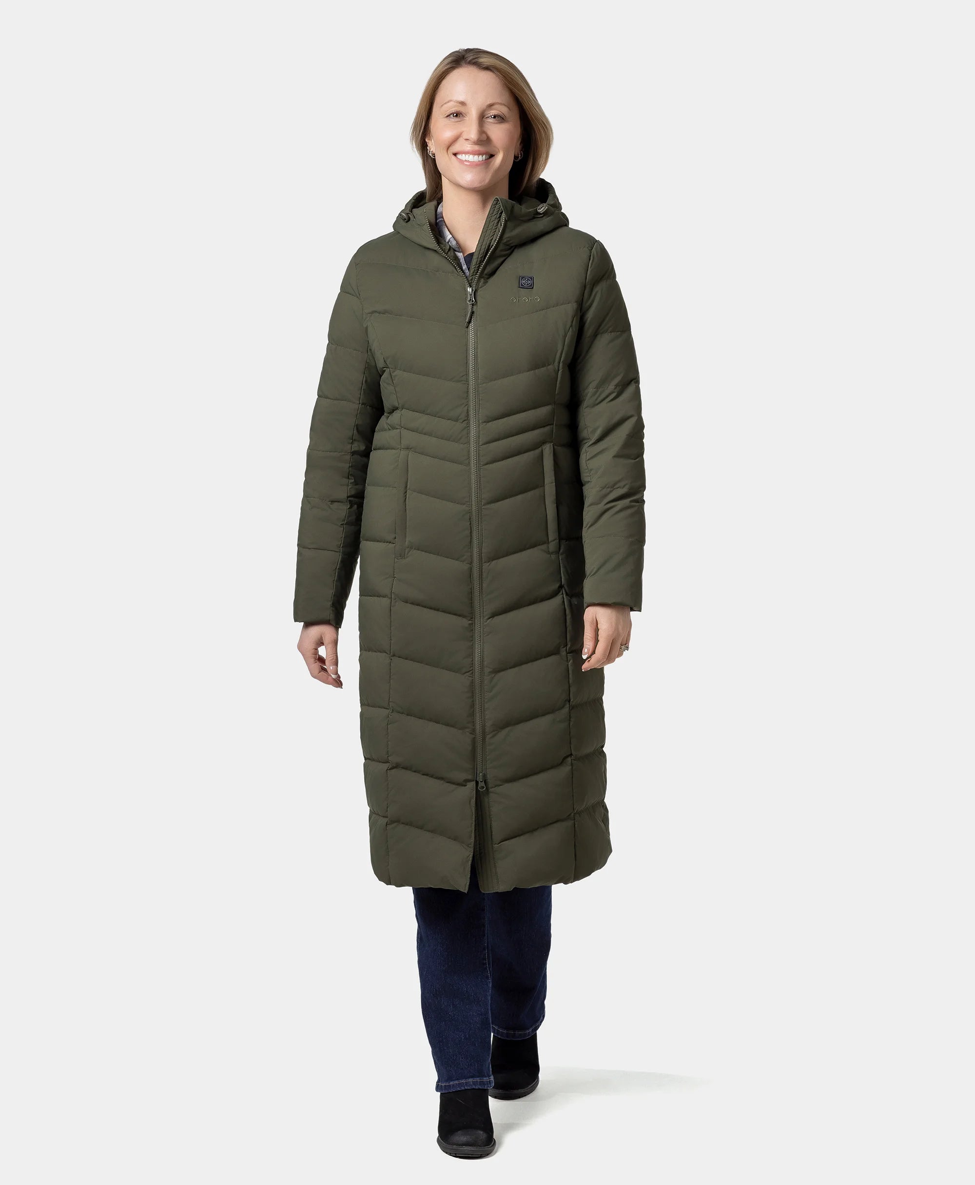 SOHO Women's Heated Down Parka Jacket - Green
