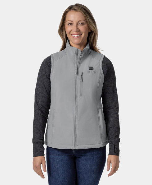 Gilet matelassé chauffant pour femme - Gris / Rouge ,view 1