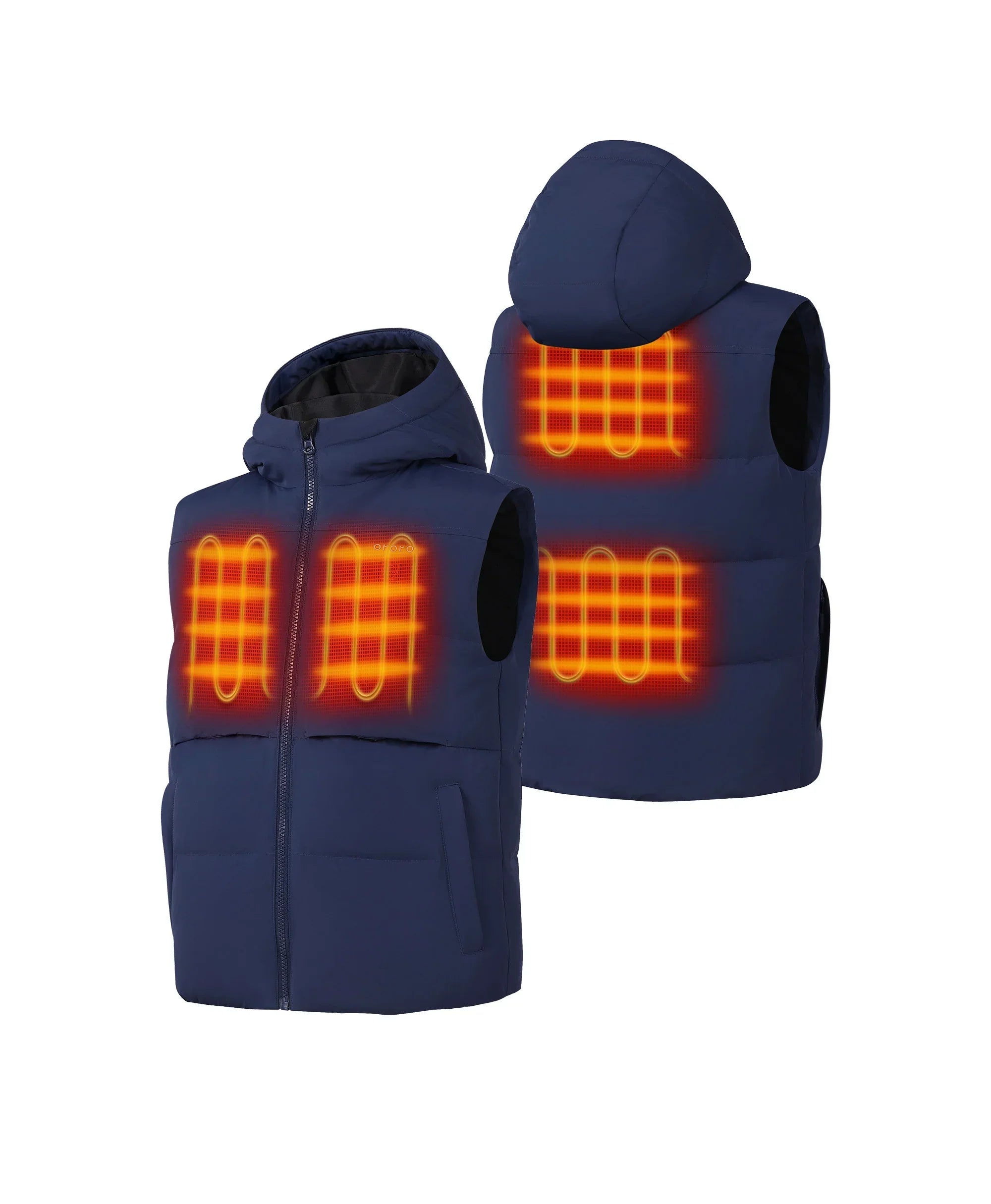 4 Heating zones: L/R Chest, Upper back, Lower back