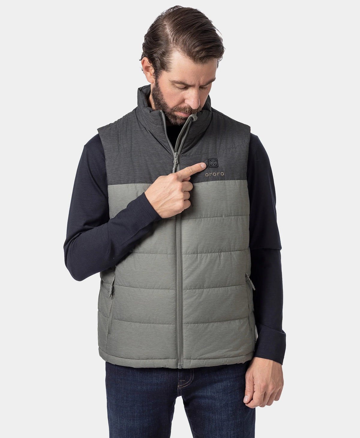 Gilet Chauffant Classique Homme - Gris chiné, Thumbnail 4