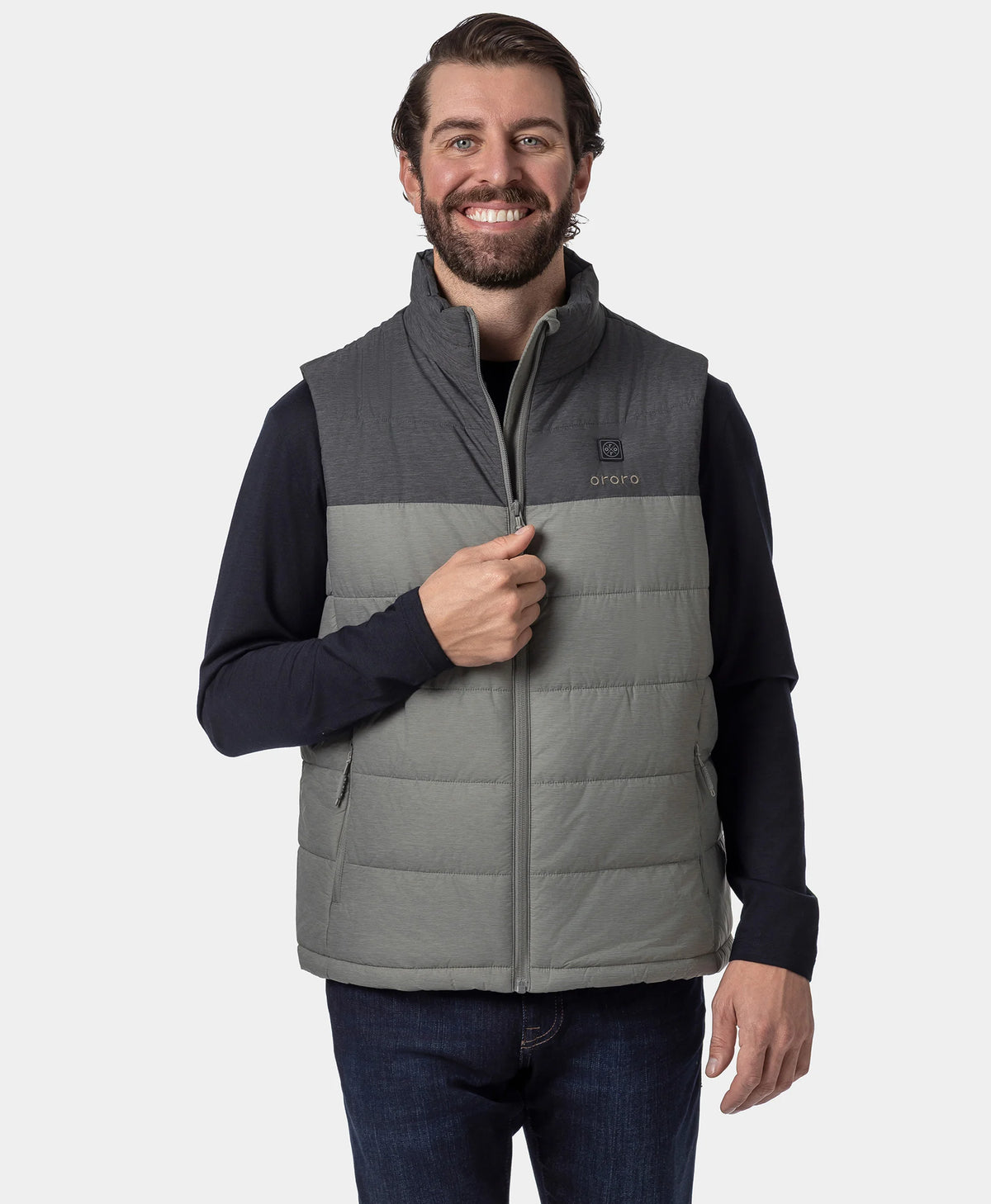 Gilet Chauffant Classique Homme - Gris chiné, Thumbnail 3