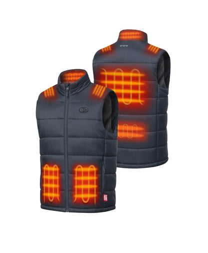 7 Heating zones: Left & Right Pockets, Left & Right Shoulder, Mid-back, Lower back, Collar