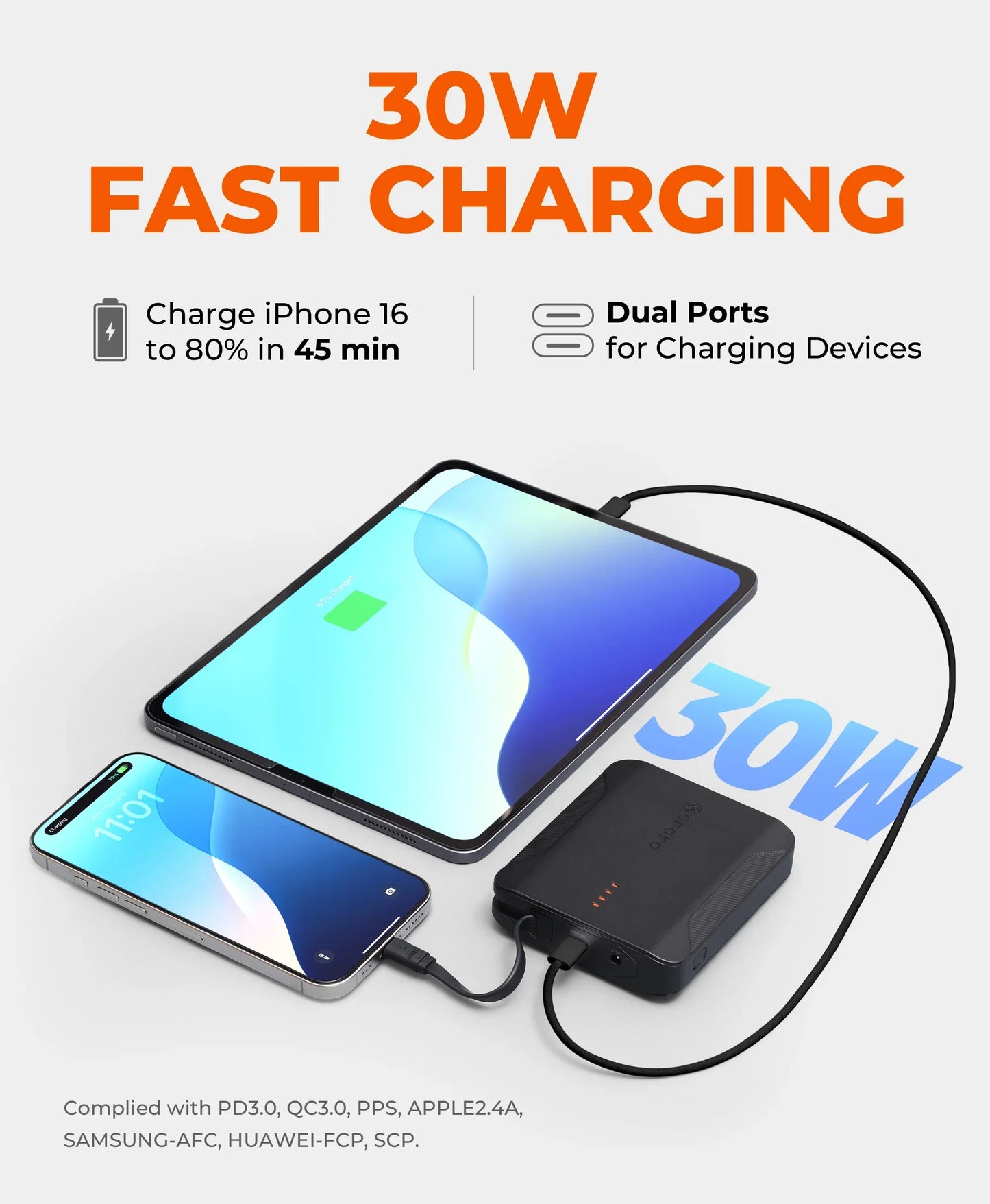30W fast charging