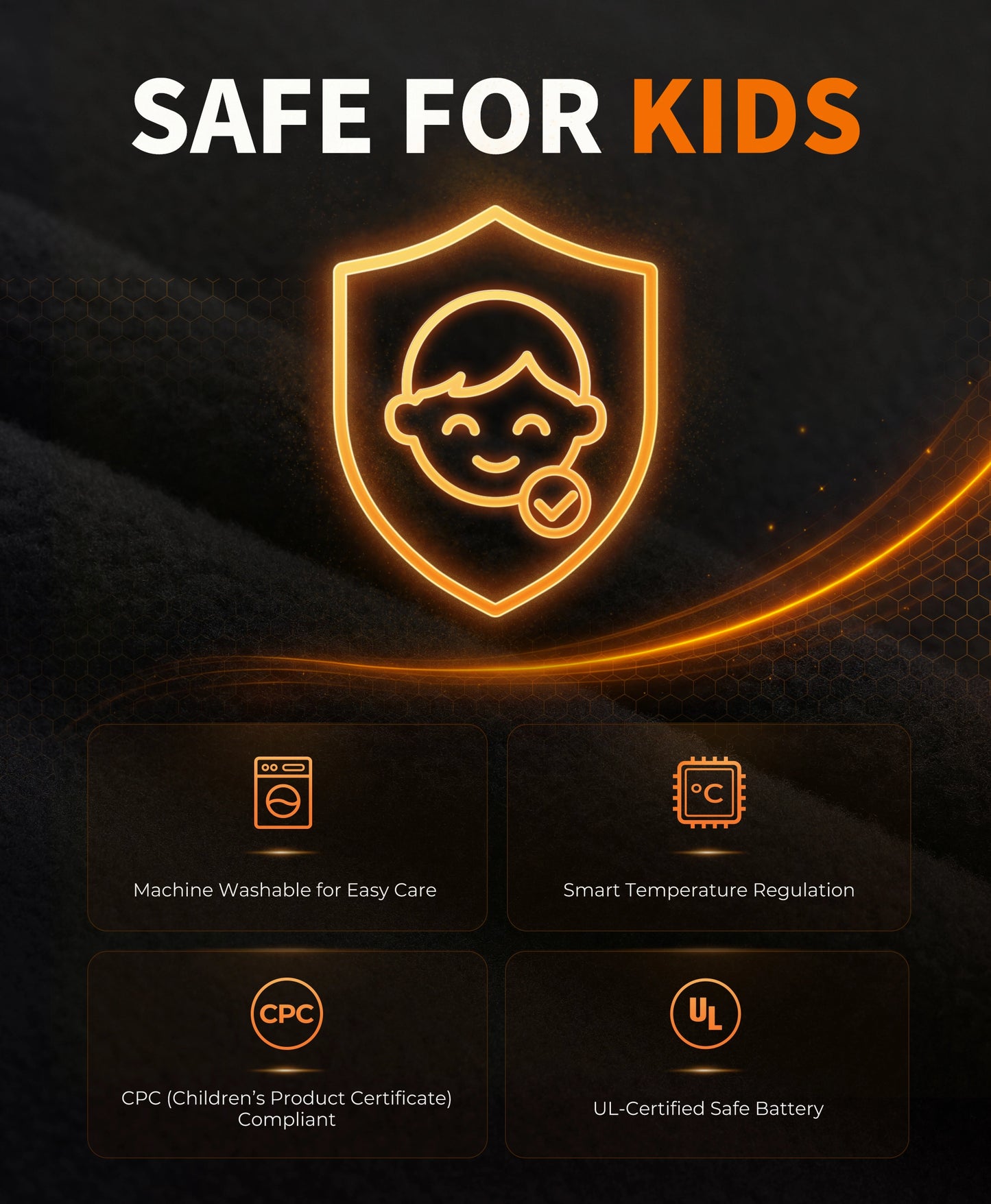 Sweat à capuche chauffant 4 zones pour enfants