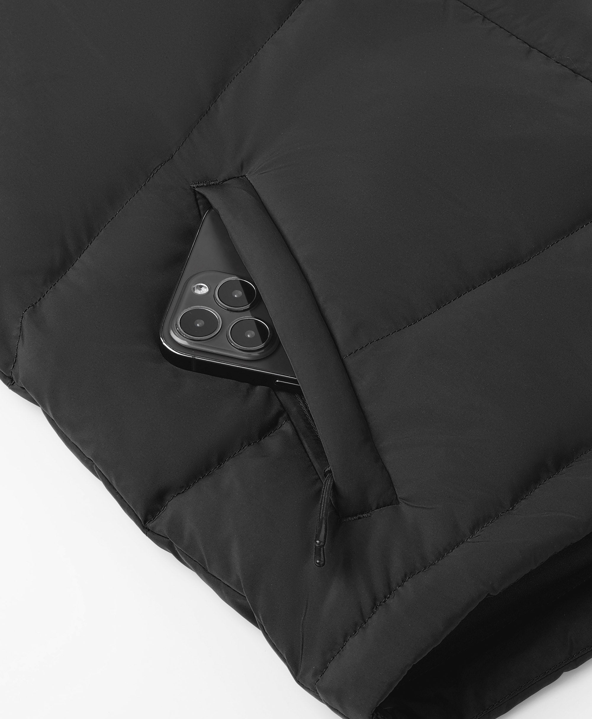 (Open-Box) Women's Heated Cropped Puffer Down Vest - Black / Red, Thumbnail 9
