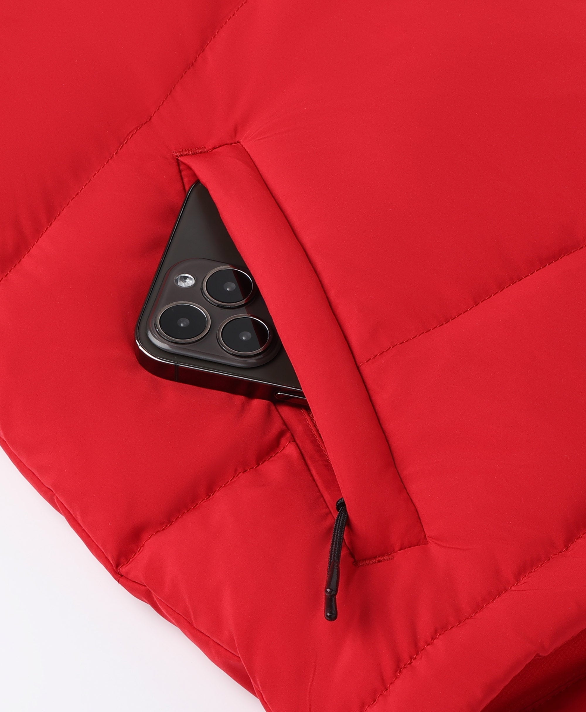 (Open-Box) Women's Heated Cropped Puffer Down Vest - Black / Red, Thumbnail 20