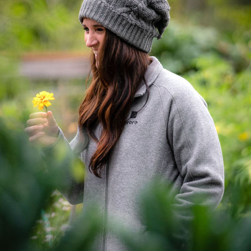 Women's Heated Full-Zip Fleece Jacket - Gray