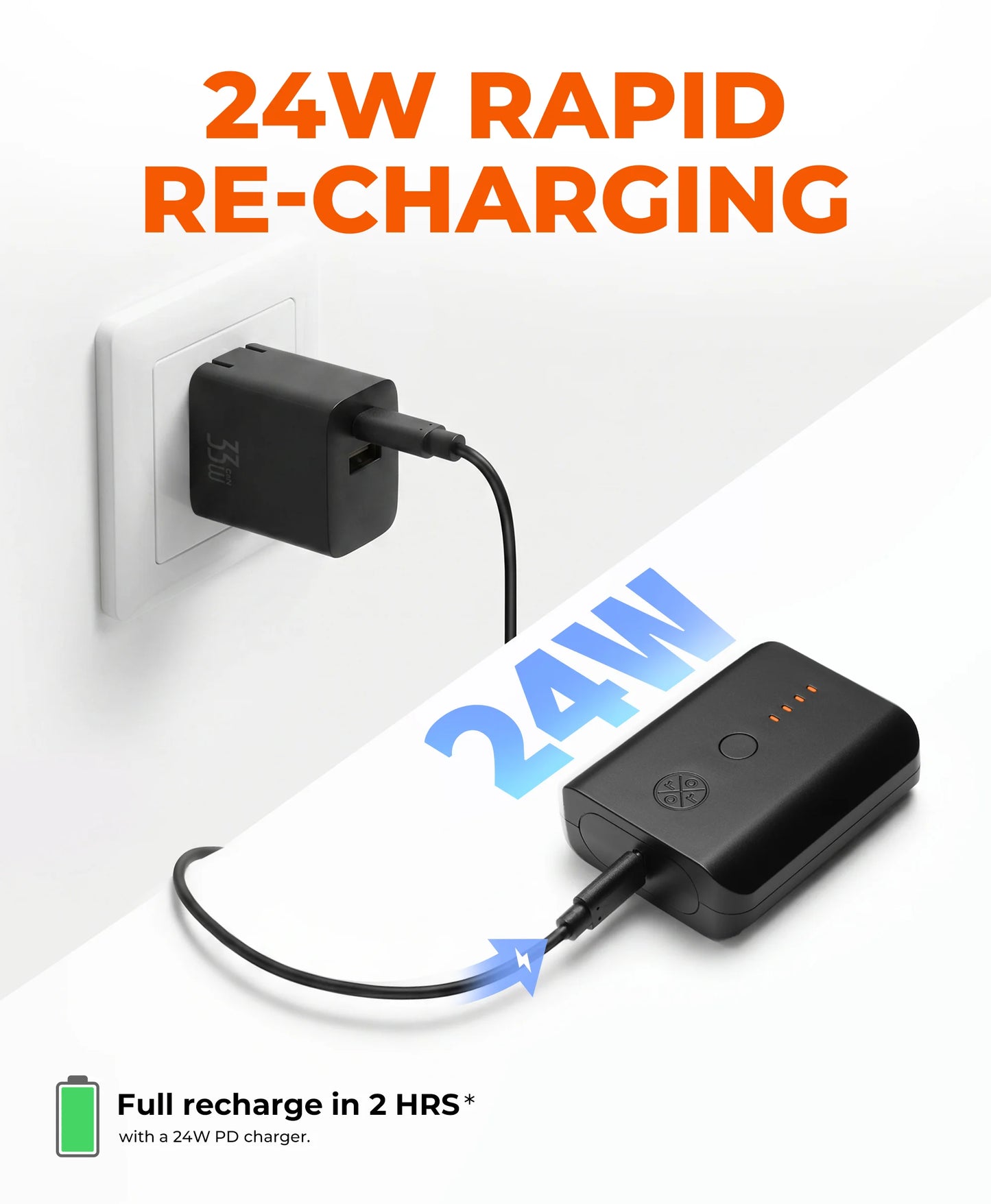 PD 5K Rechargeable Battery (USB-C, 24W Power Delivery)